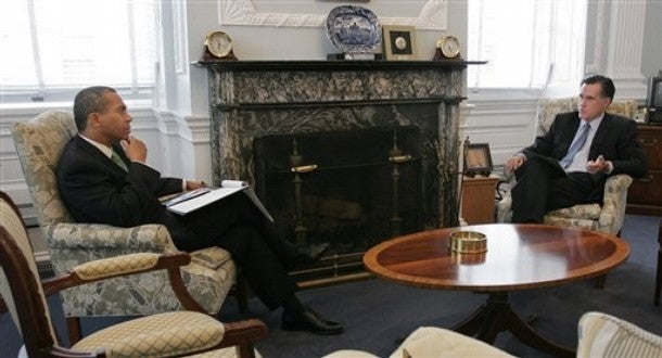Governor Patrick at the State House with Chelsea Ship's Bell Clock on the mantel Governor Patrick at the State House with Chelsea Ship's Bell Clock on the mantel