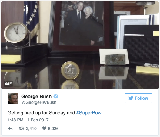 President George H.W. Bush to Perform Super Bowl Coin Toss (#iSpyaChelsea)