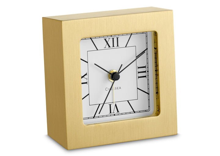 Square Desk Alarm Clock in Brass