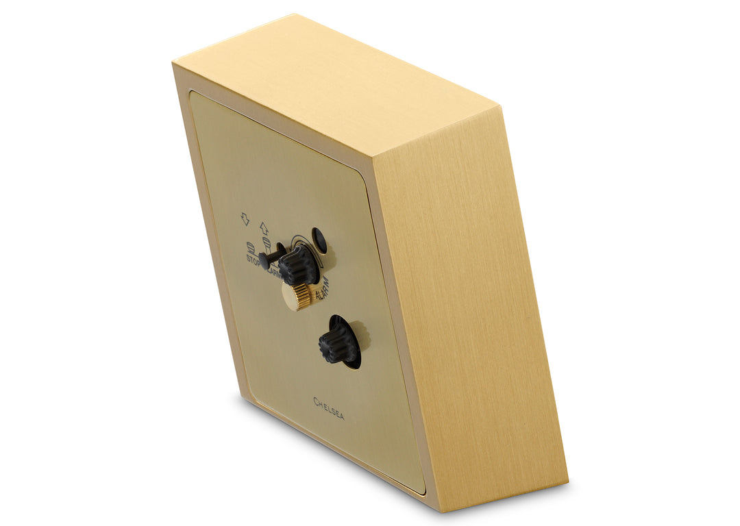 Square Desk Alarm Clock in Brass