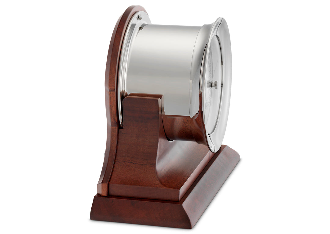 4 1/2" Ships's Bell Barometer in Nickel on Traditional Base
