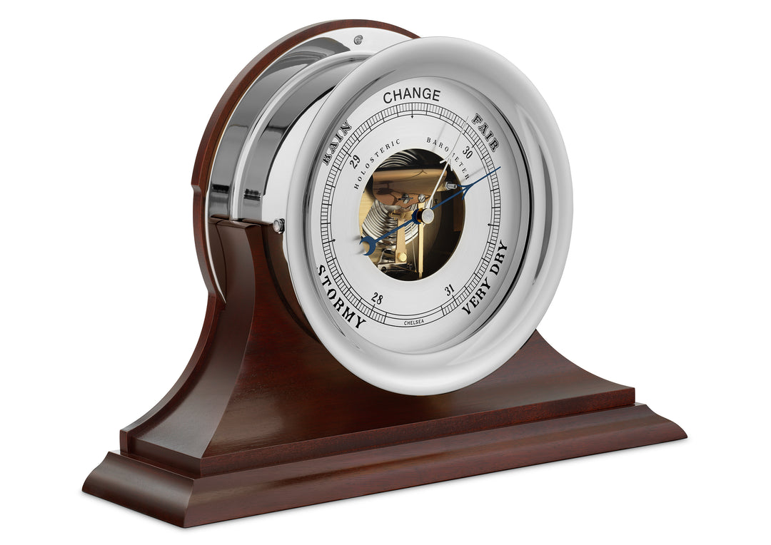 8.5" Ship's Bell Barometer in Nickel on Traditional Base