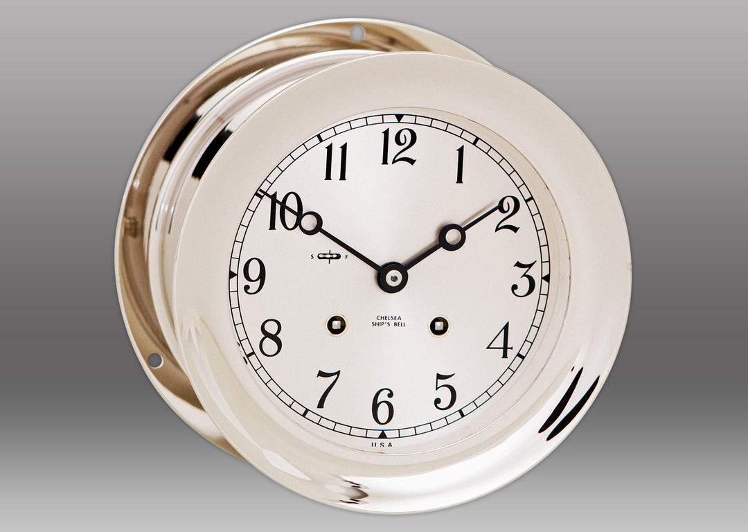 8 1/2" Ship's Bell Clock in Nickel