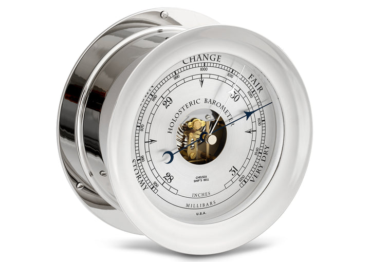 6" Ship's Bell Barometer in Nickel