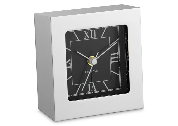 Square Desk Alarm Clock in Nickel