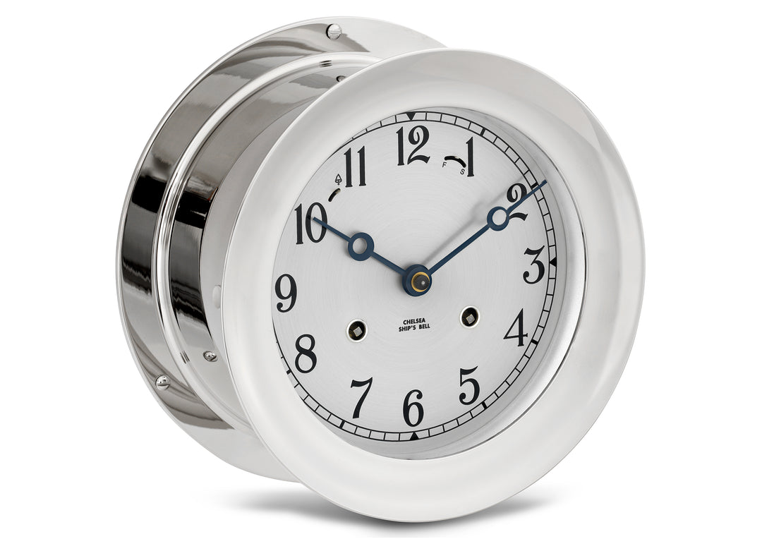 4 1/2" Ship's Bell Clock in Nickel