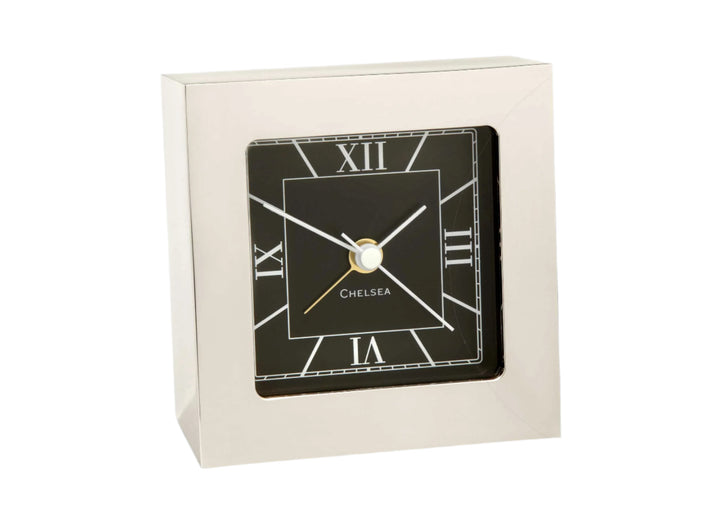 Square Desk Alarm Clock in Nickel