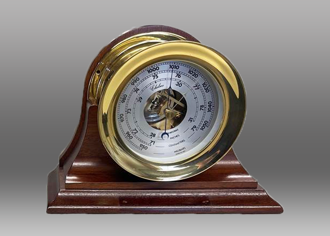 Seconds Store: 4.5" Shipstrike Barometer in Brass on Mahogany Traditional Base