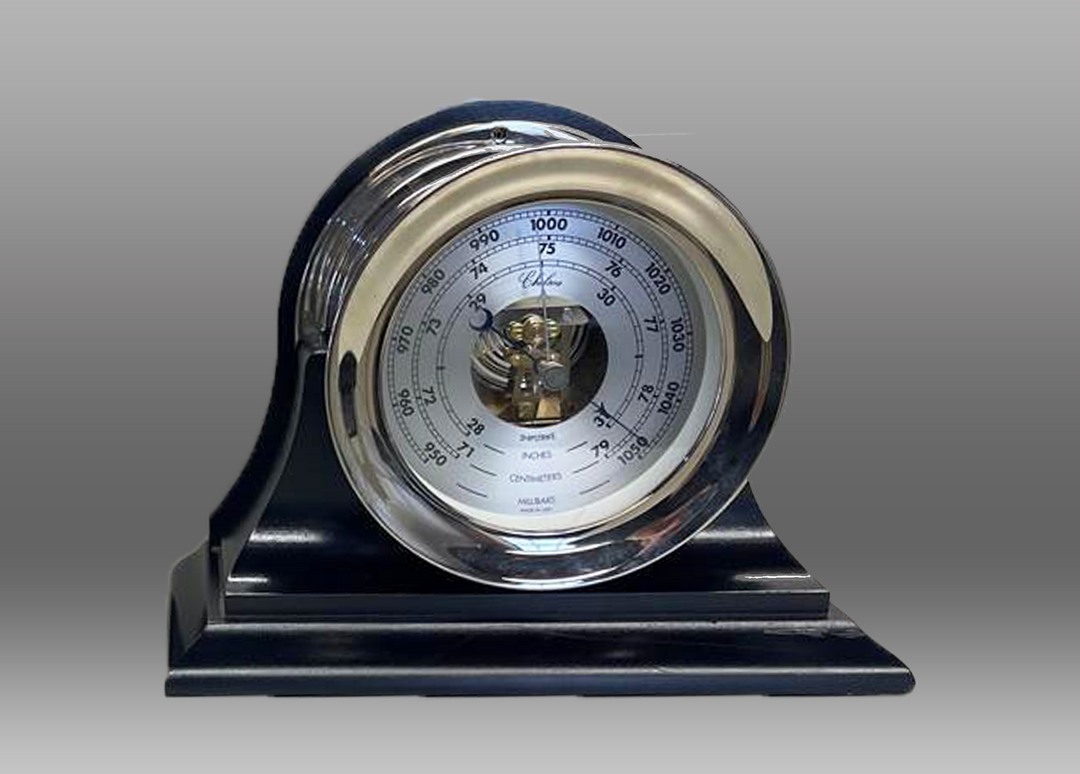 Seconds Store: 4.5" Shipstrike Barometer on Black Traditional Base