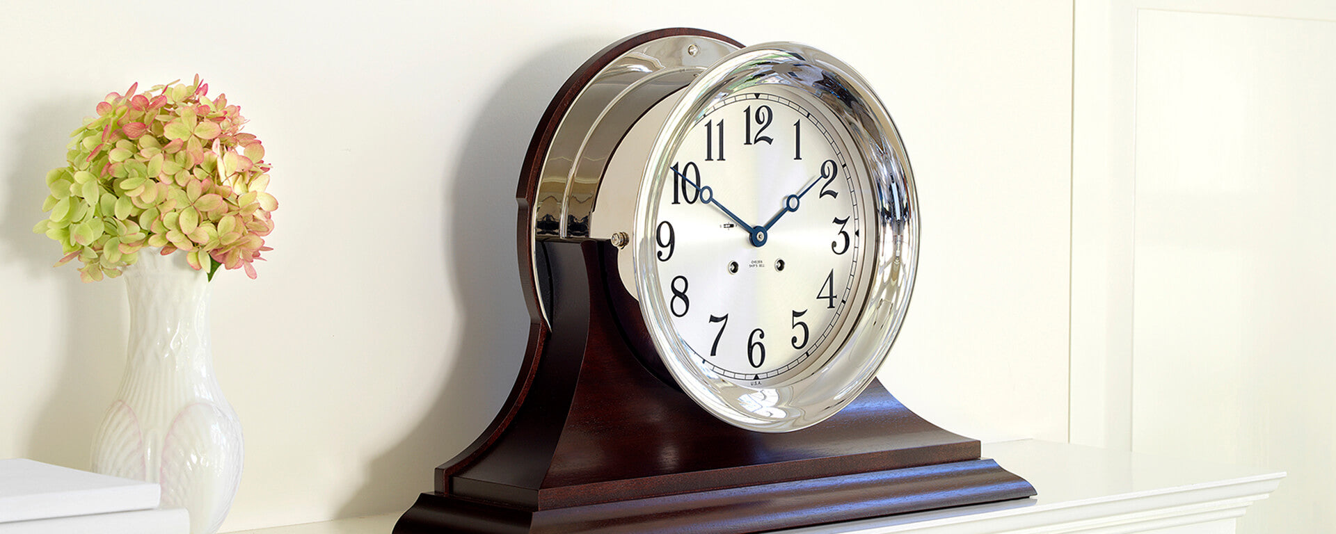 Ship's Bell Clock – 8 1/2 Dial – Brass Finish Bezel – Chelsea Clock