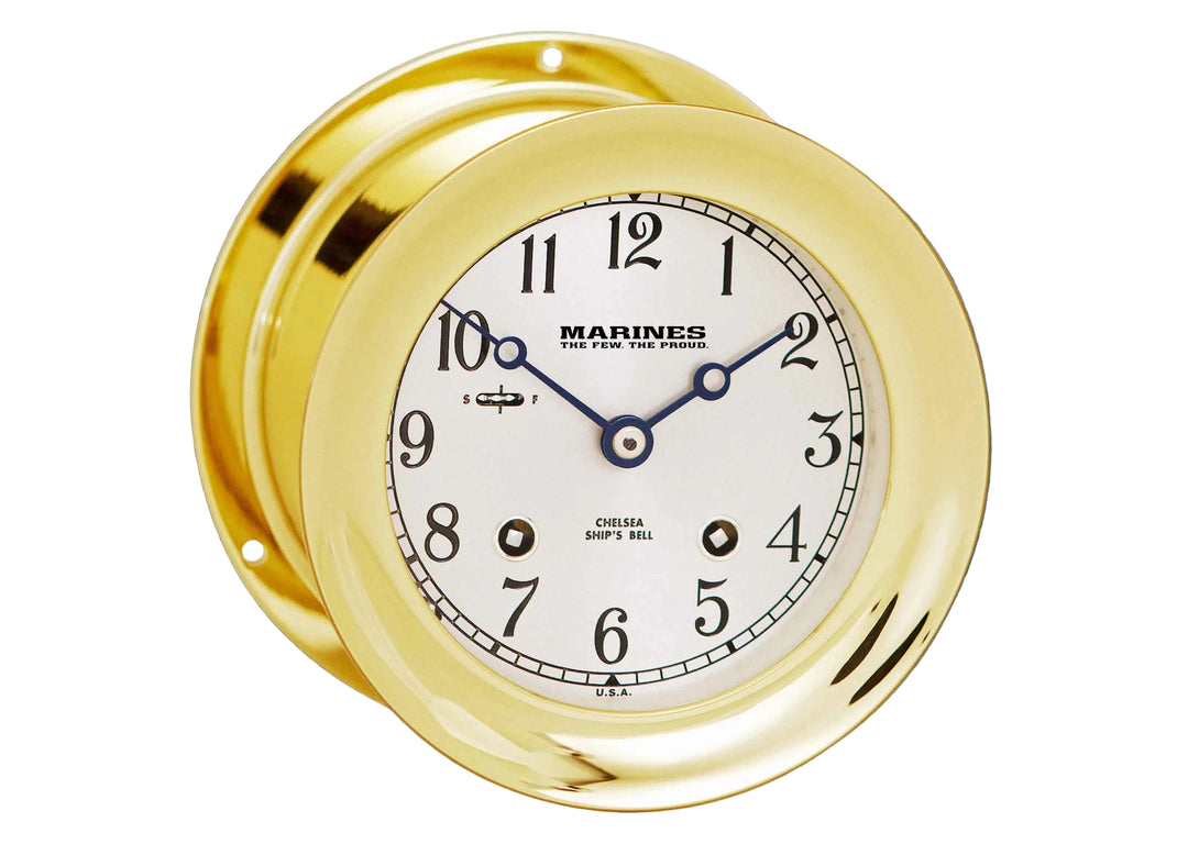 Ship's Bell Clock Marines Text Slogan