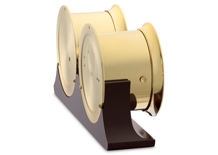 4 1/2" Ship's Bell Clock and Barometer in Brass on Double Base