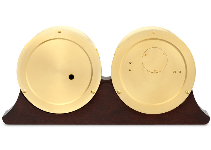 4 1/2" Ship's Bell Clock and Barometer in Brass on Double Base