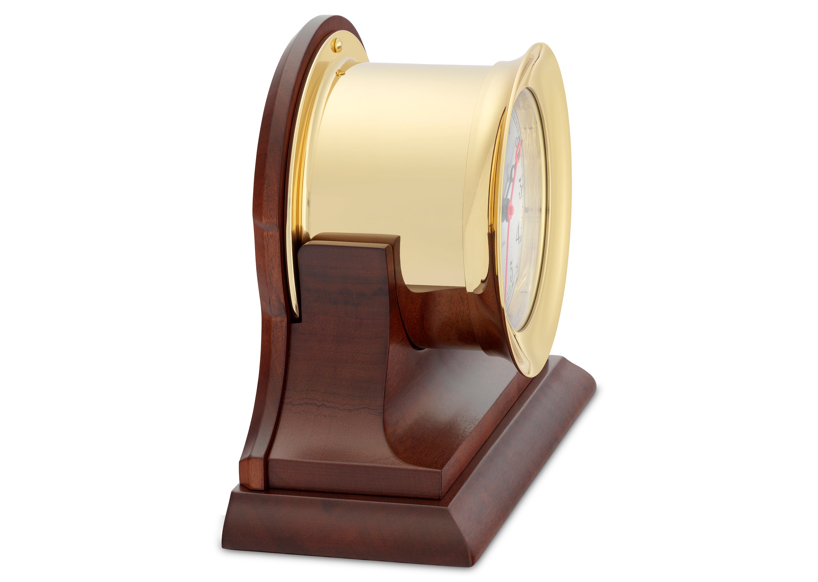 Chelsea Shipstrike Brass Quartz Clock on Mahogany Base – Chelsea Clock