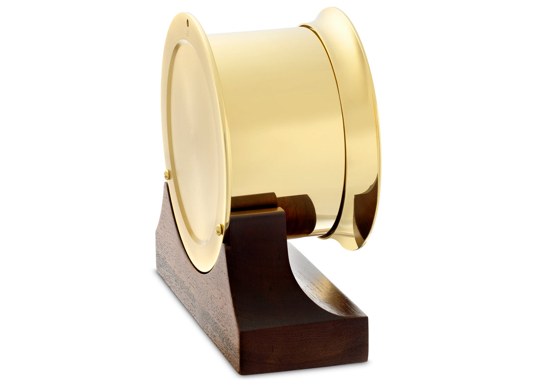 4 1/2" Shipstrike Quartz Clock in Brass on Contemporary Base