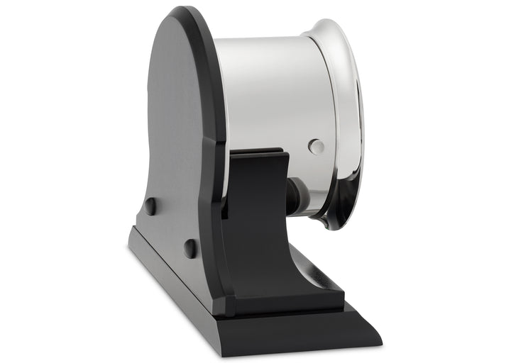 4.5" Ship's Bell Clock in Nickel on Black Traditional Base