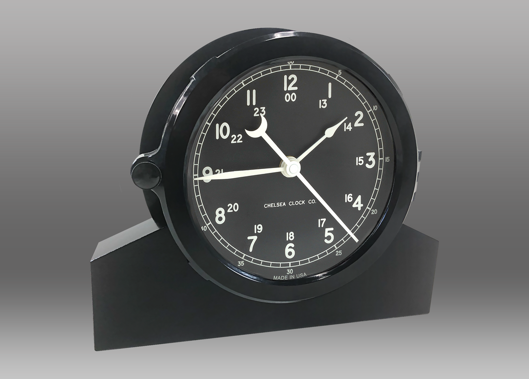 Patriot Deck Clock and Base - 8.5" Black Dial