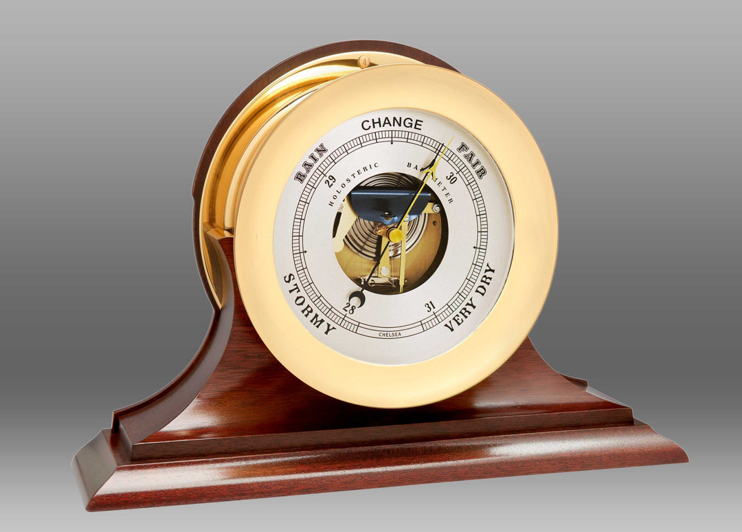 8 1/2" Ship's Bell Barometer, Traditional Base
