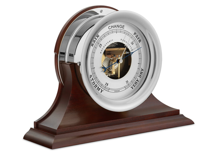 8.5" Ship's Bell Barometer in Nickel on Traditional Base