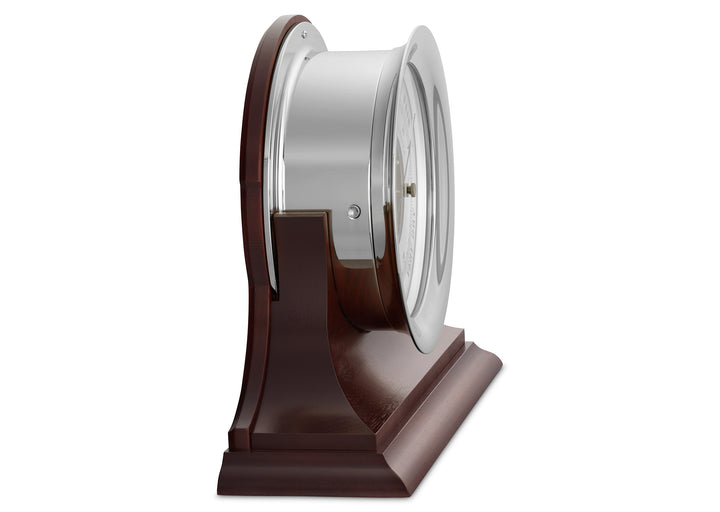 8.5" Ship's Bell Barometer in Nickel on Traditional Base