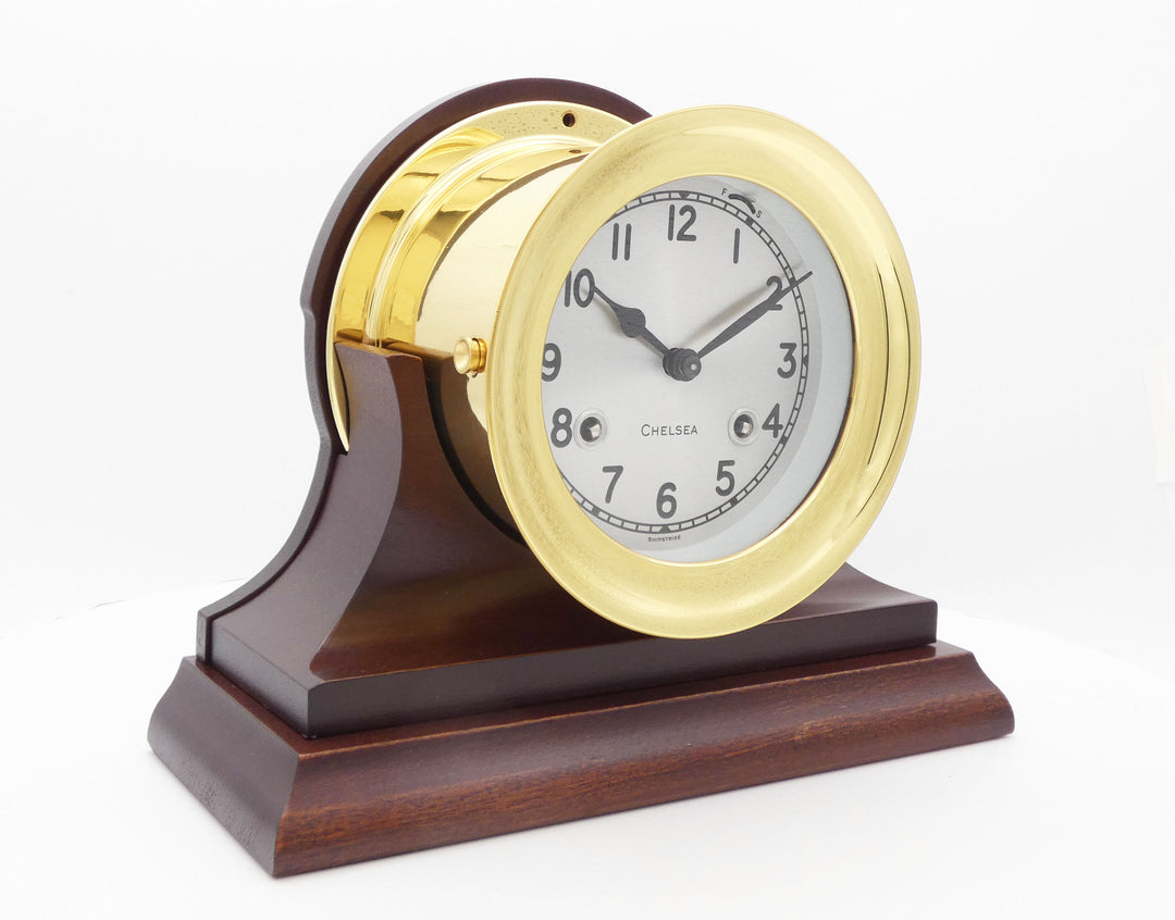 4 1/2" Shipstrike Clock in Brass on Traditional Base