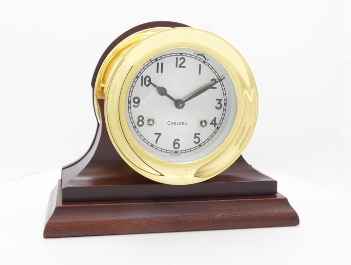 4 1/2" Shipstrike Clock in Brass on Traditional Base