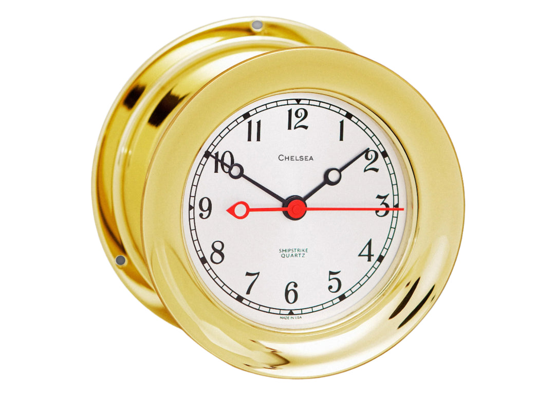 4 1/2" Shipstrike Quartz Clock in Brass