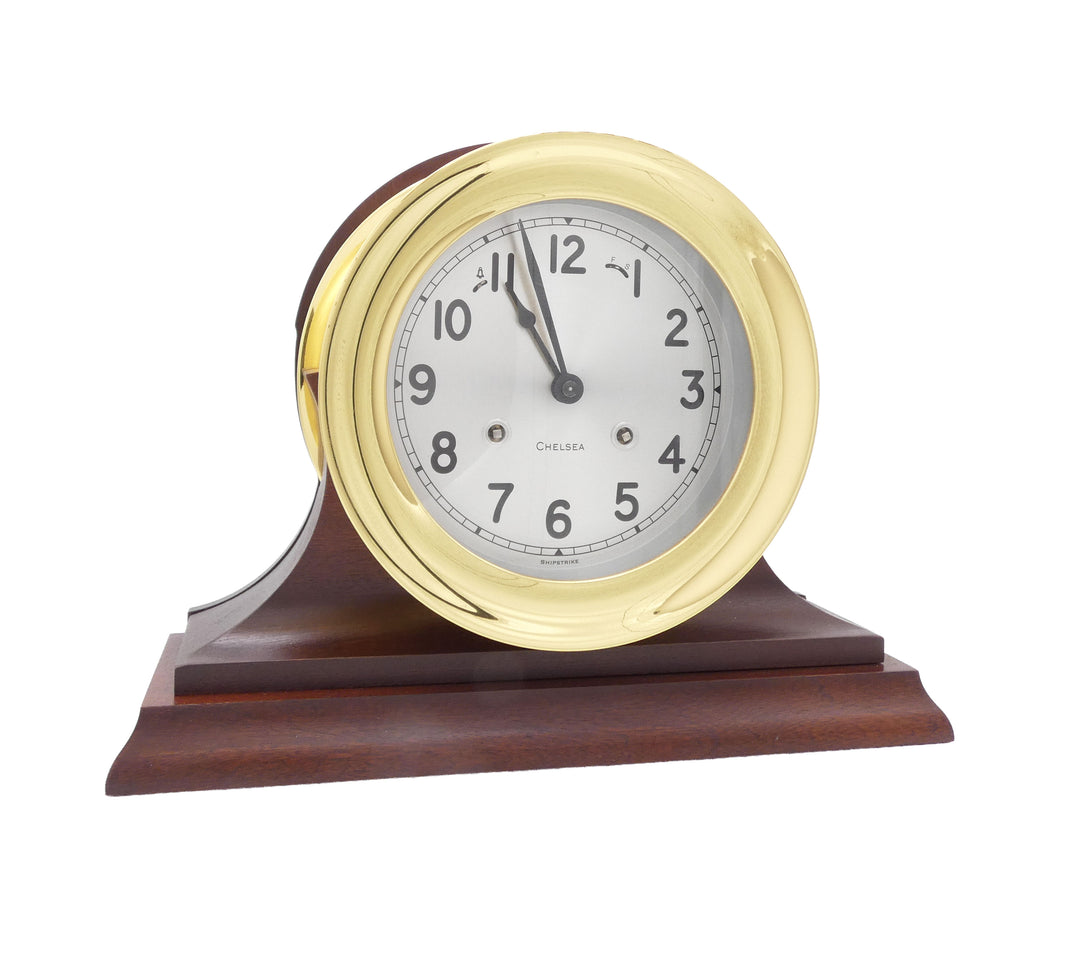 6" Shipstrike Clock in Brass on Traditional Base