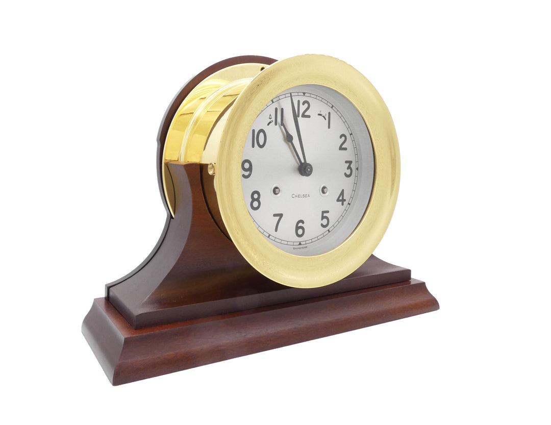 6" Shipstrike Clock in Brass on Traditional Base
