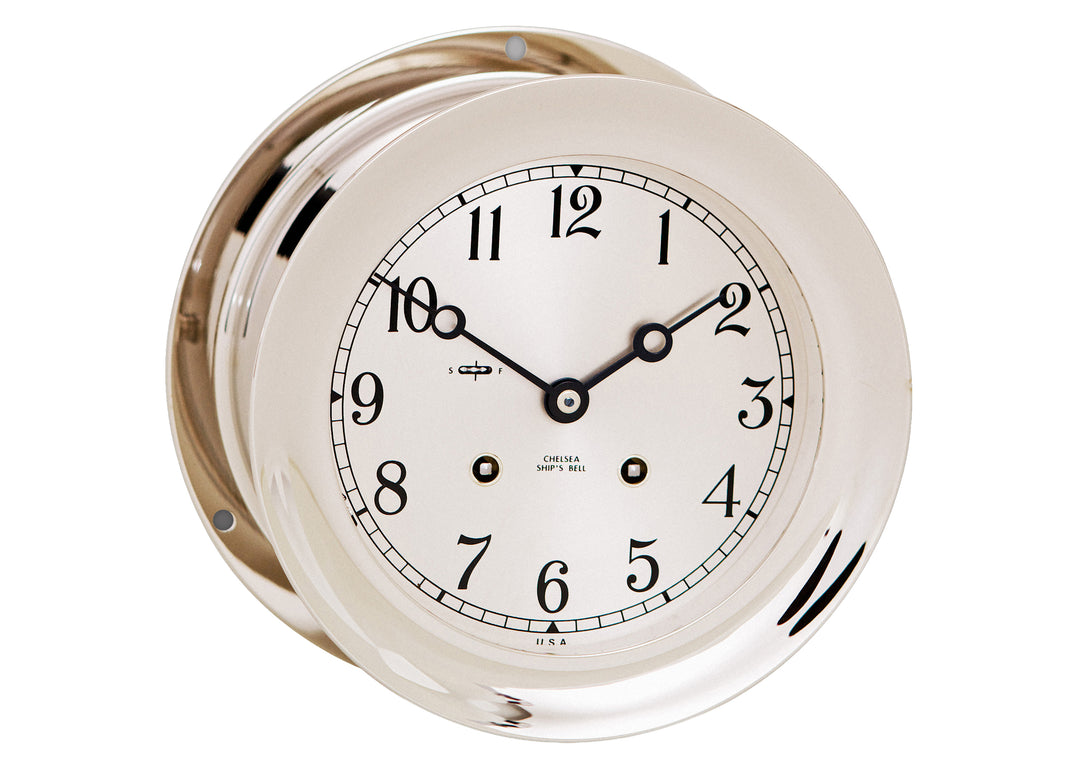 6" Ship's Bell Clock in Nickel