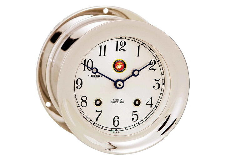 Ship's Bell Nickel Clock Color Emblem