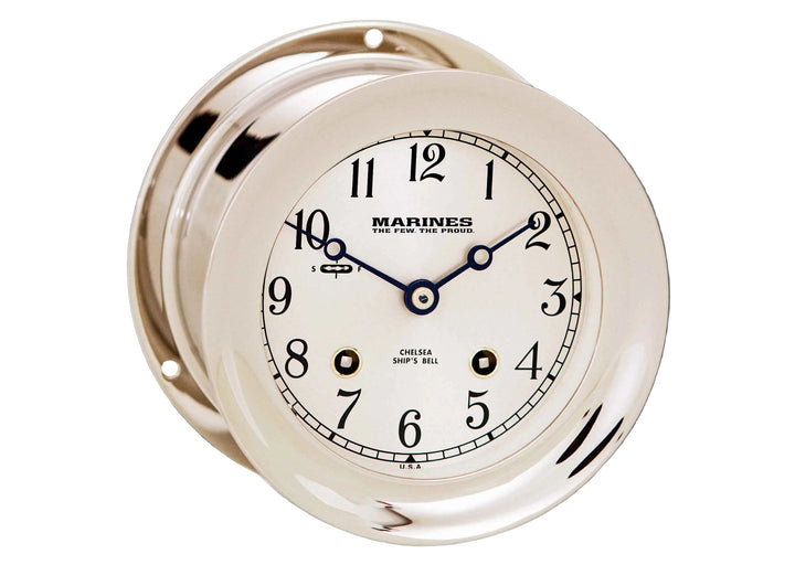 Ship's Bell Nickel Clock Marines Slogan