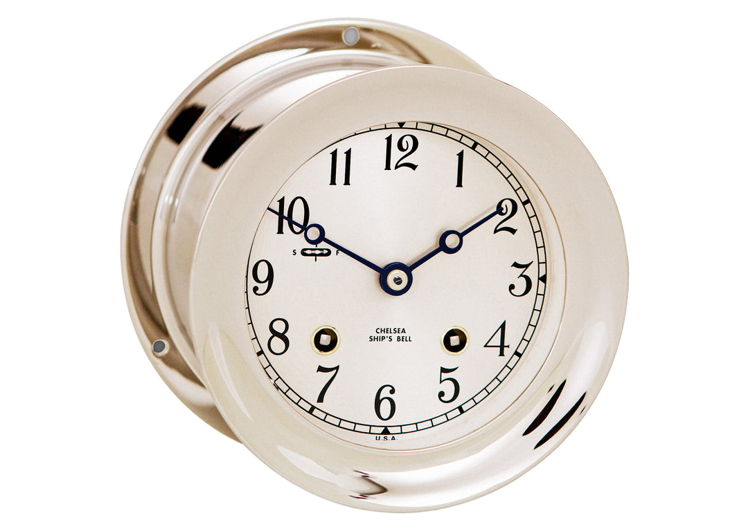 4 1/2" Ship's Bell Clock in Nickel
