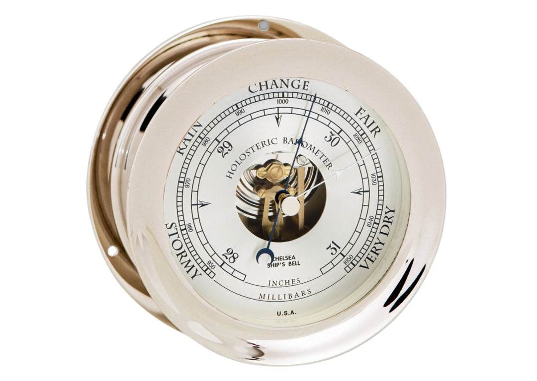 4 1/2" Ship's Bell Barometer in Nickel