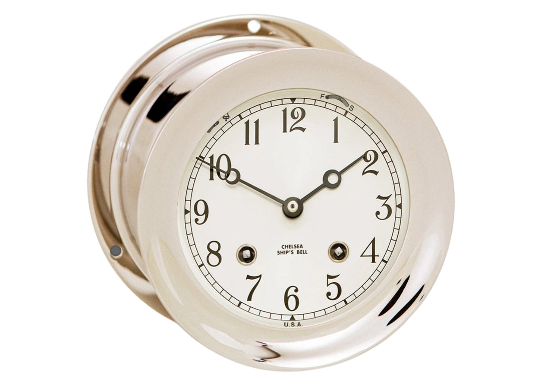 4 1/2" Ship's Bell Clock in Nickel