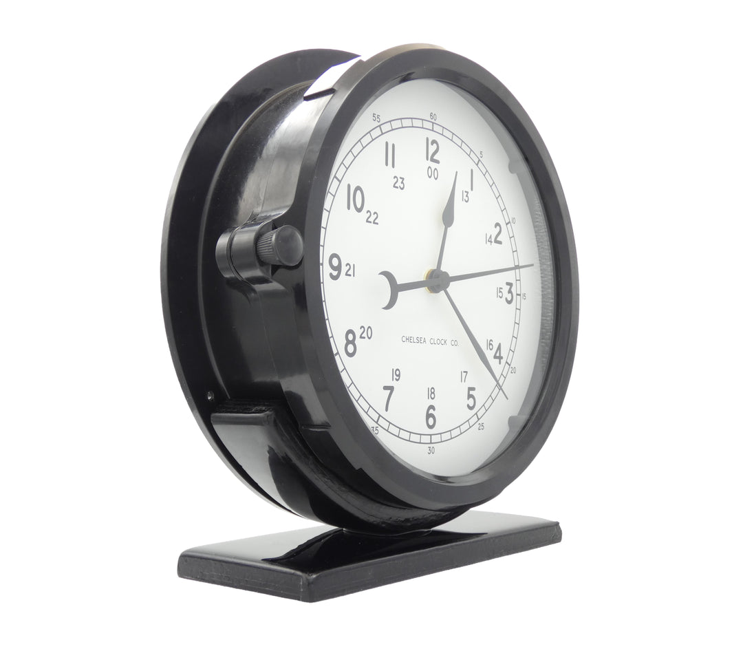 Black Glass Naval Deck Base Clock Side 2