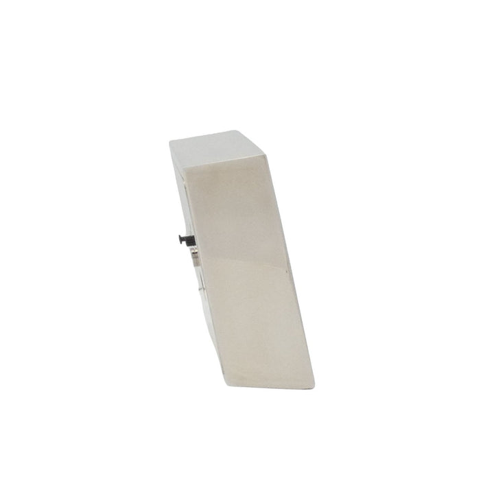 Square Desk Alarm Clock in Nickel with Glow-in-the-Dark Hands