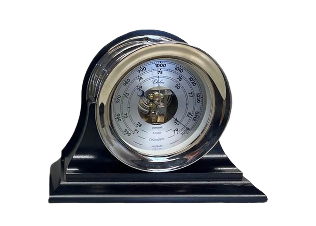 Seconds Store: 4.5" Shipstrike Barometer on Black Traditional Base