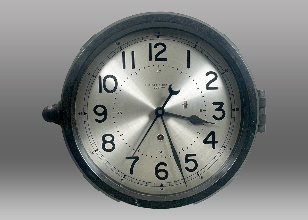 8.5" Marine Mechanical Silvered Dial Clock, 1969