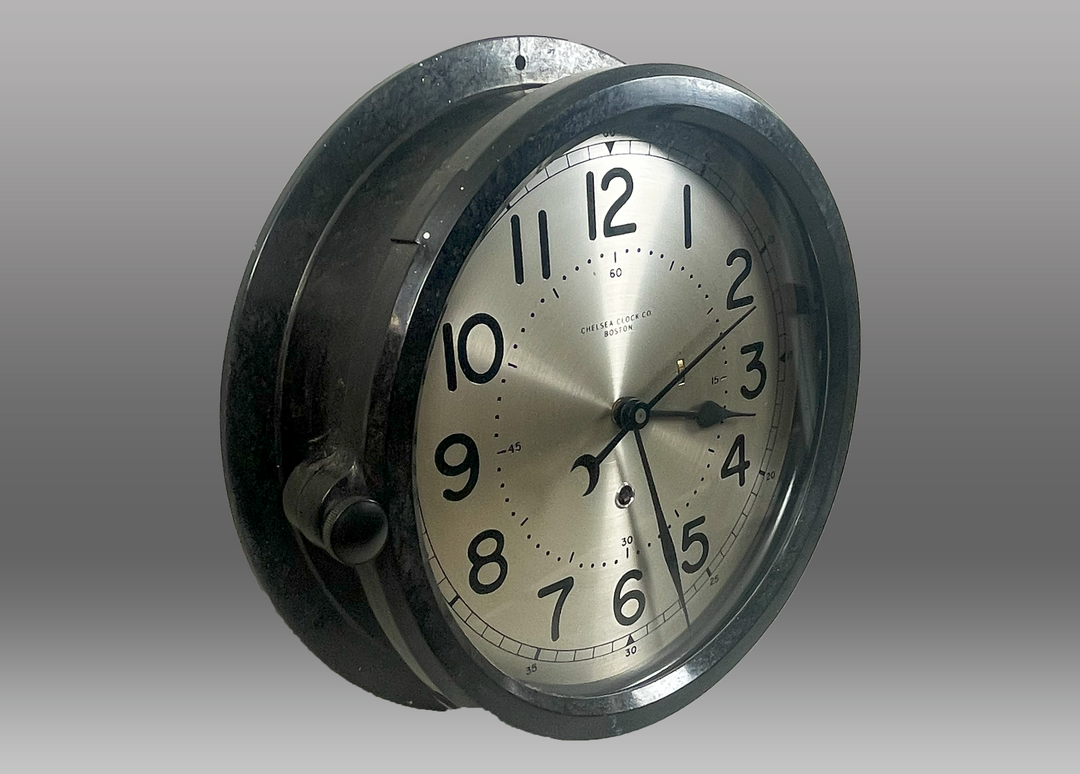 8.5" Marine Mechanical Silvered Dial Clock, 1969