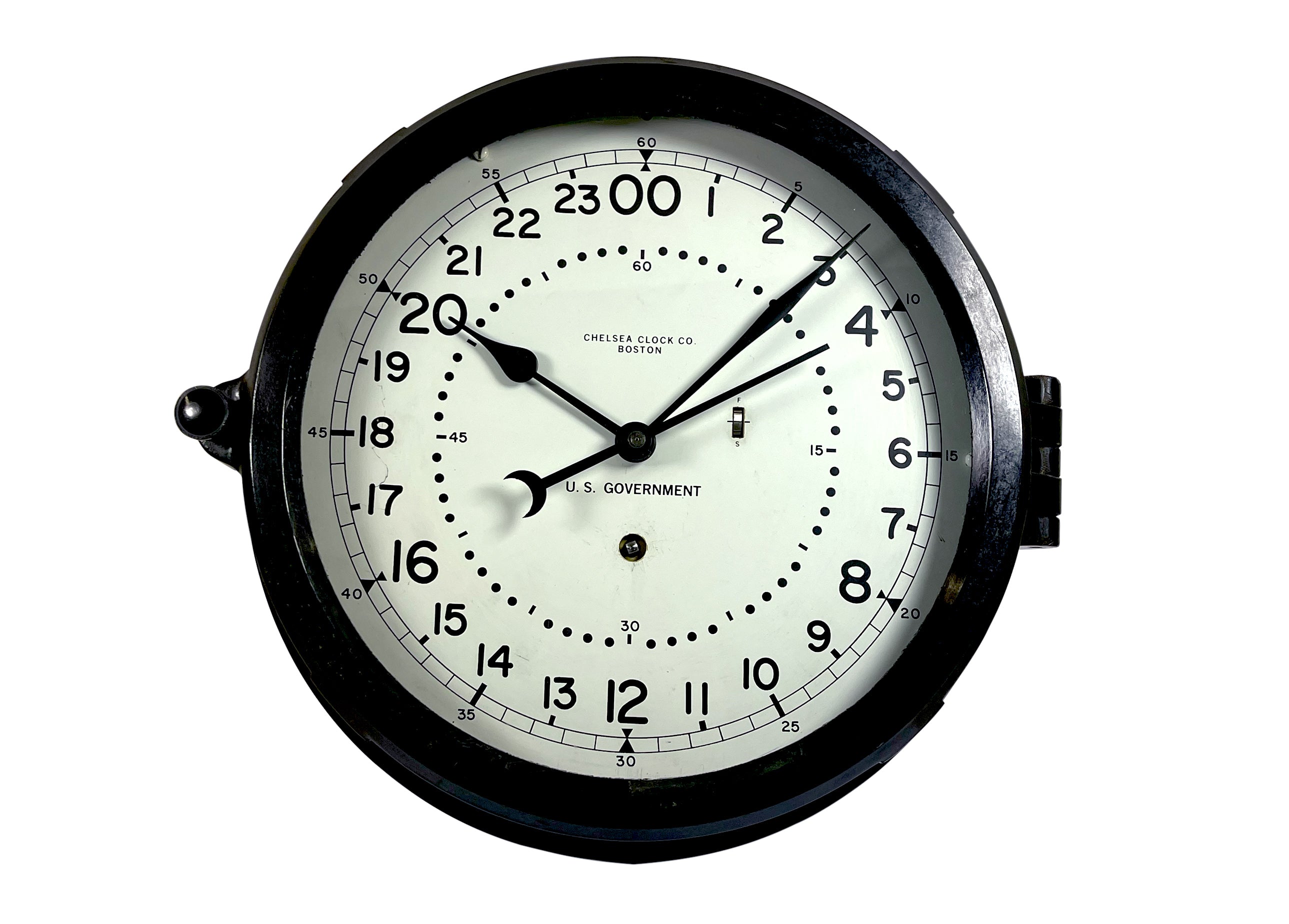 Vintage Chelsea Marine Mechanical Clock | Black Phenolic | 24 Hour