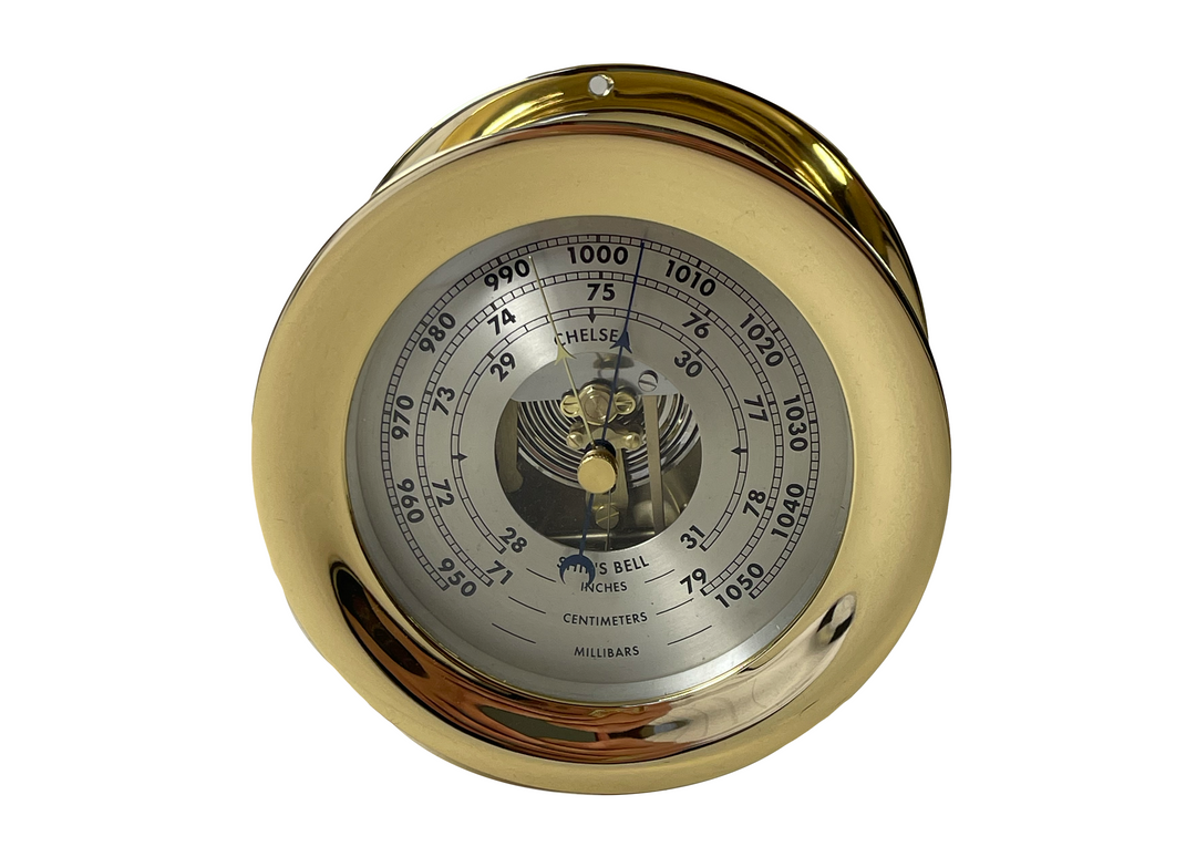 4.5" Brass Boston Shipstrike Clock and Barometer Set on Double Base