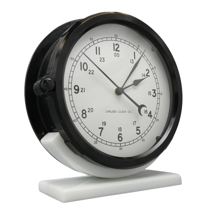 Naval Deck Glass Base White Clock Side
