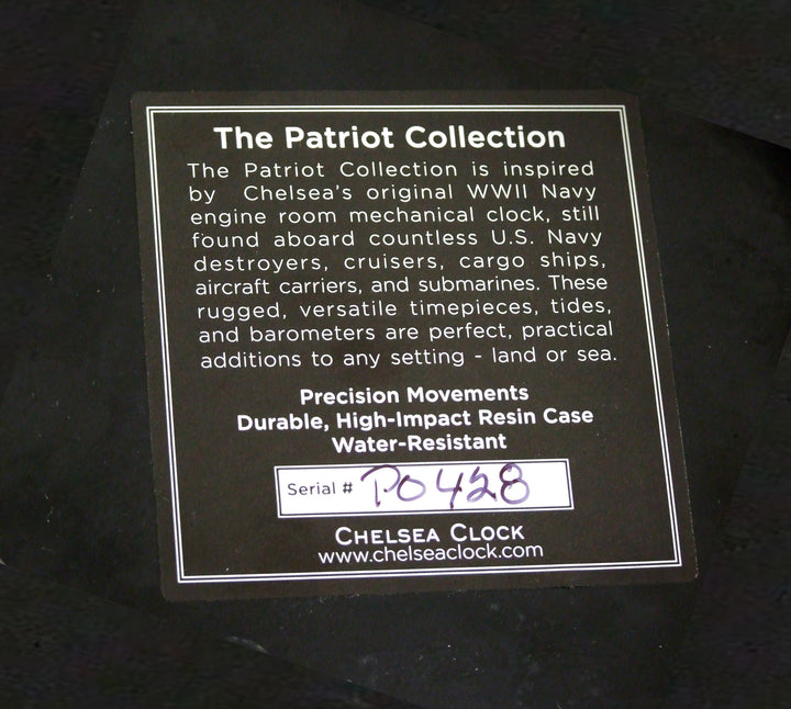 NEW: Patriot 24 Hour Deck Clock - 6" White Dial