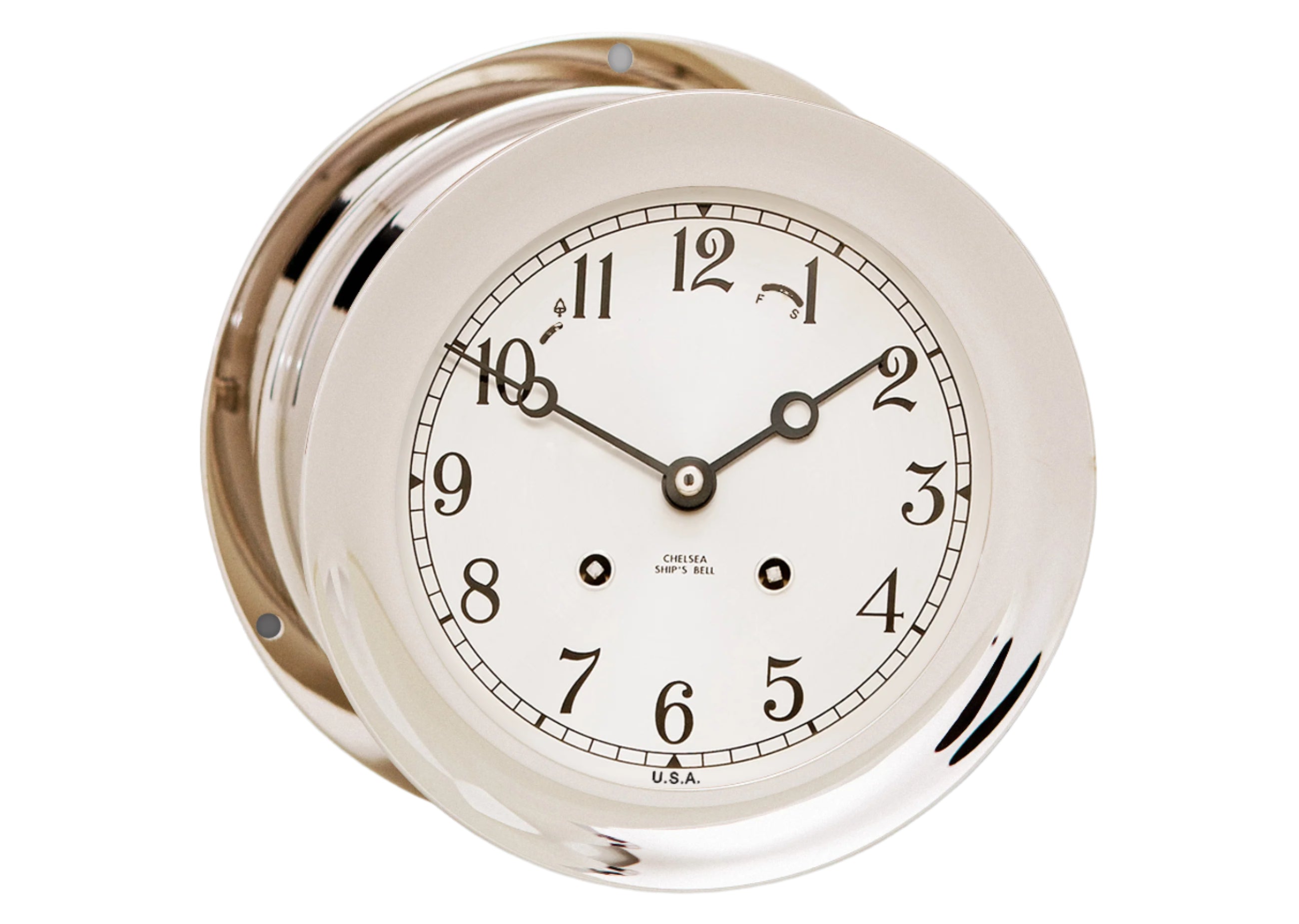 6" Ship's Bell Clock in Nickel 