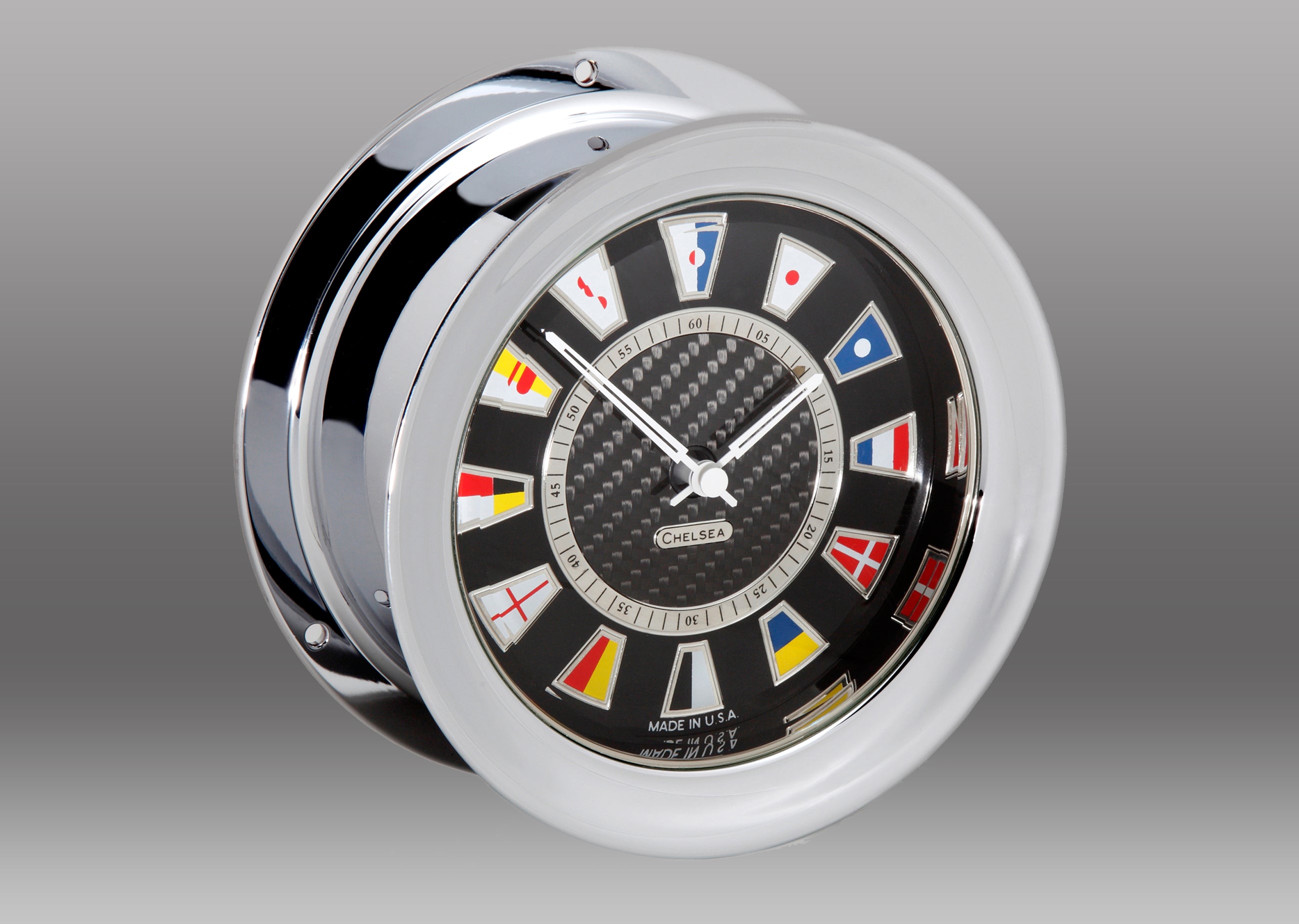 Carbon Fiber Flag Clock, Nickel